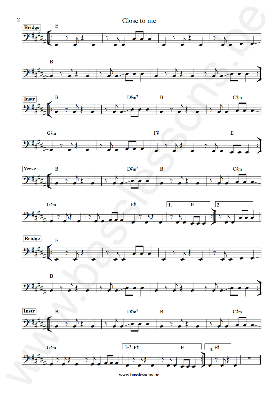 The Cure Close to me Simon Gallup  Bass Transcription part 2