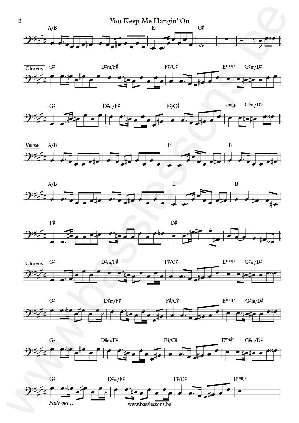 The Supremes You Keep Me Hangin' On James Jamerson Bass Transcription part 2