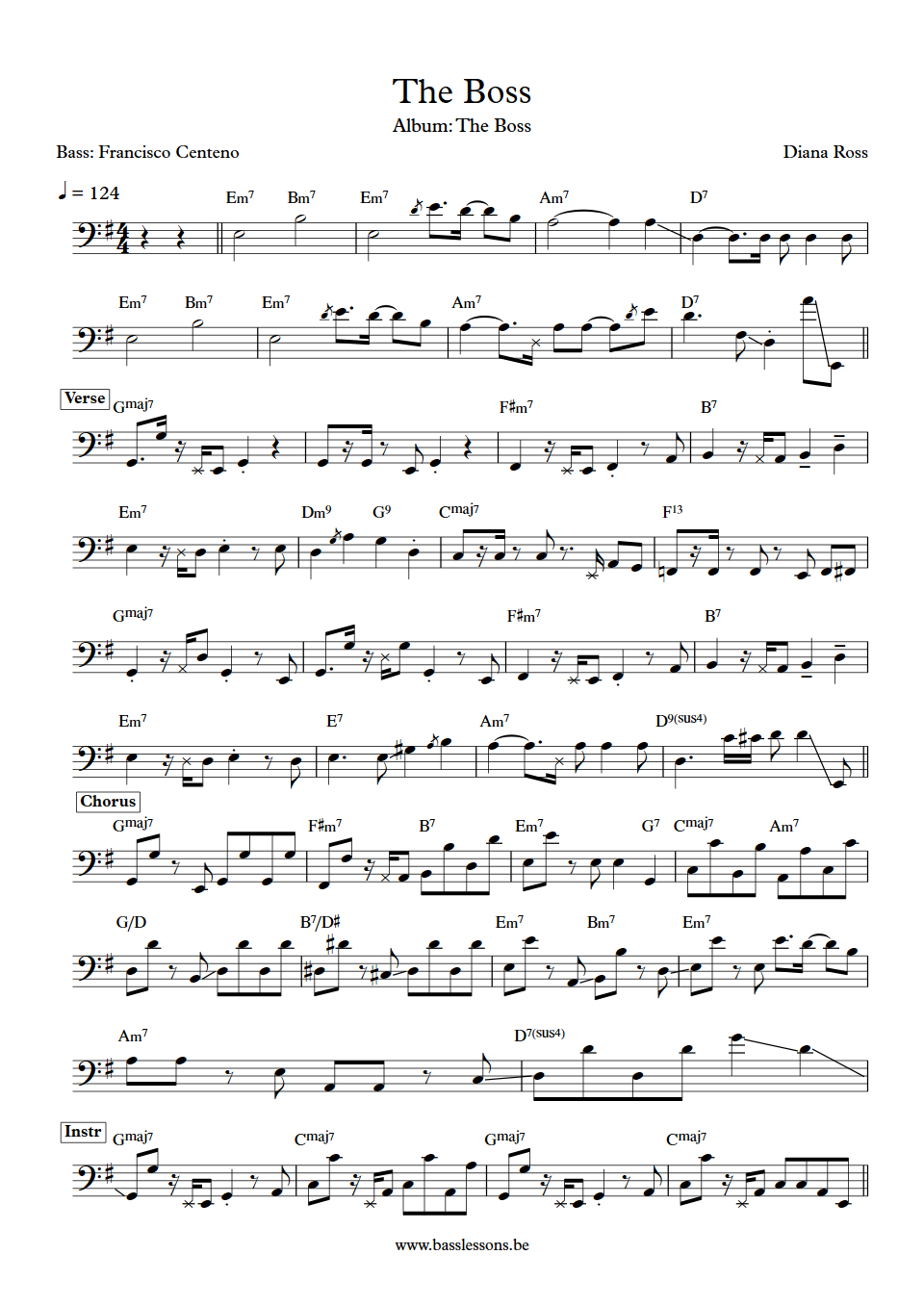 Diana Ross The Boss Anthony Jackson Bass Transcription