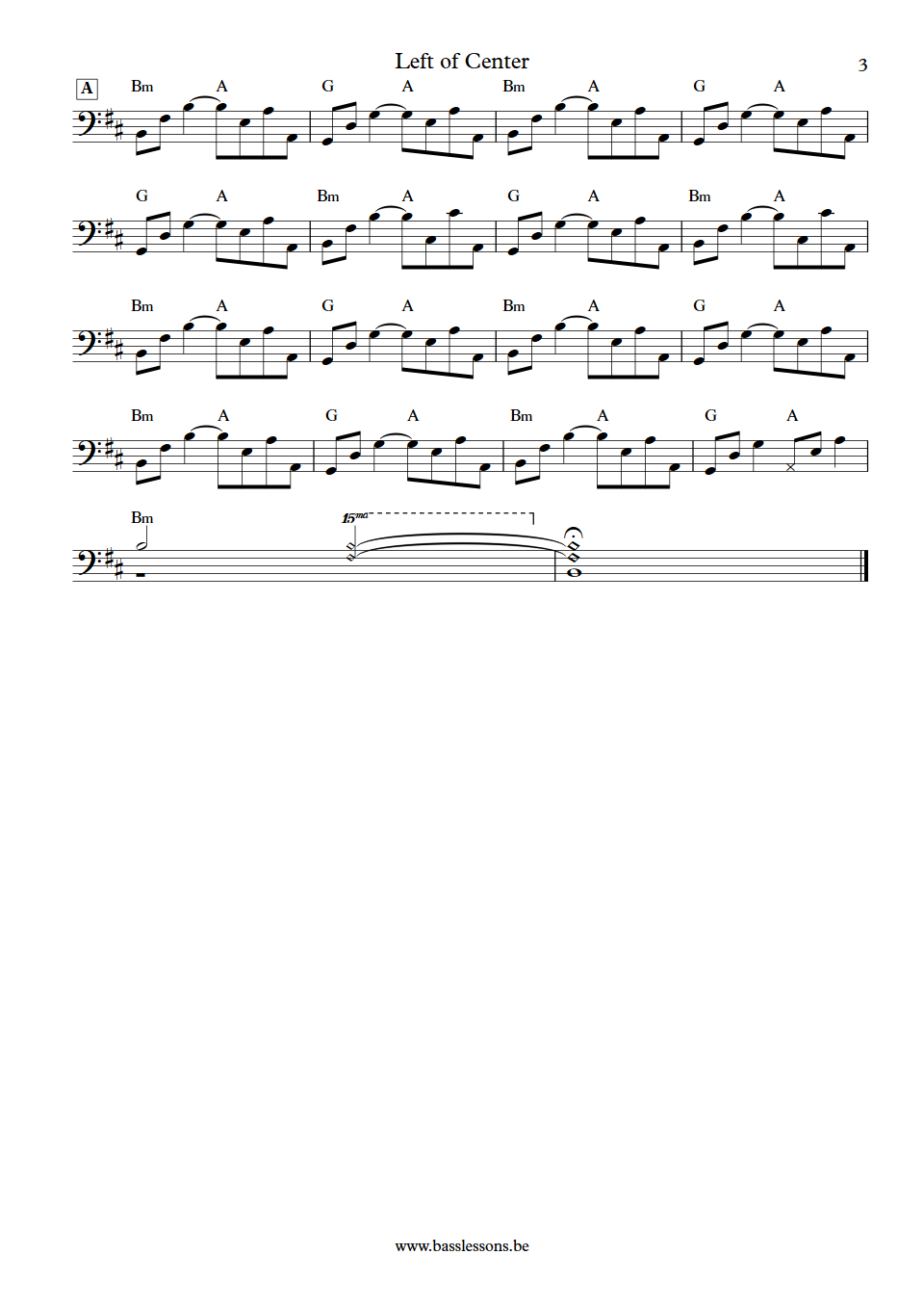 Suzanne Vega - Left of Center Mike Visceglia bass transcription part 3
