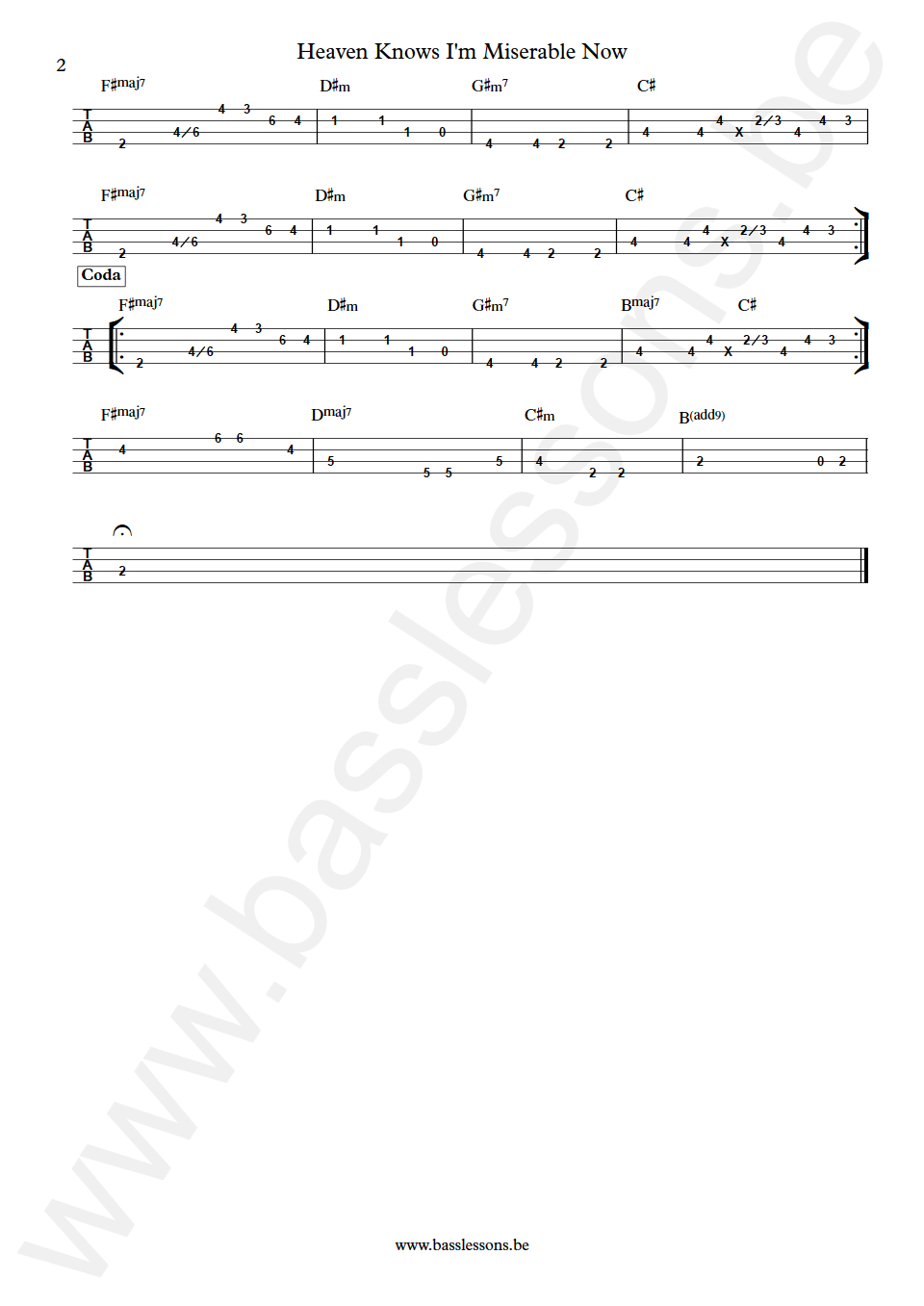 The Smiths Heaven Knows I'm Miserable Now Andy Rourke Bass Tab part 2