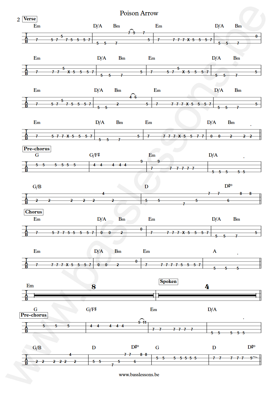 ABC Poison Arrow Mark Lickley Bass Tab part 2