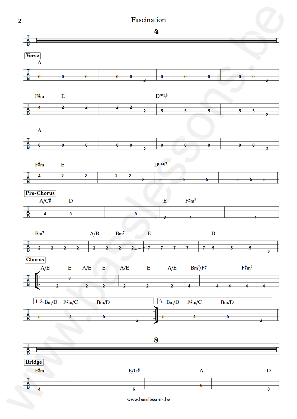 Alphabeat Fascination Anders Reinholdt Bass Tab part 2