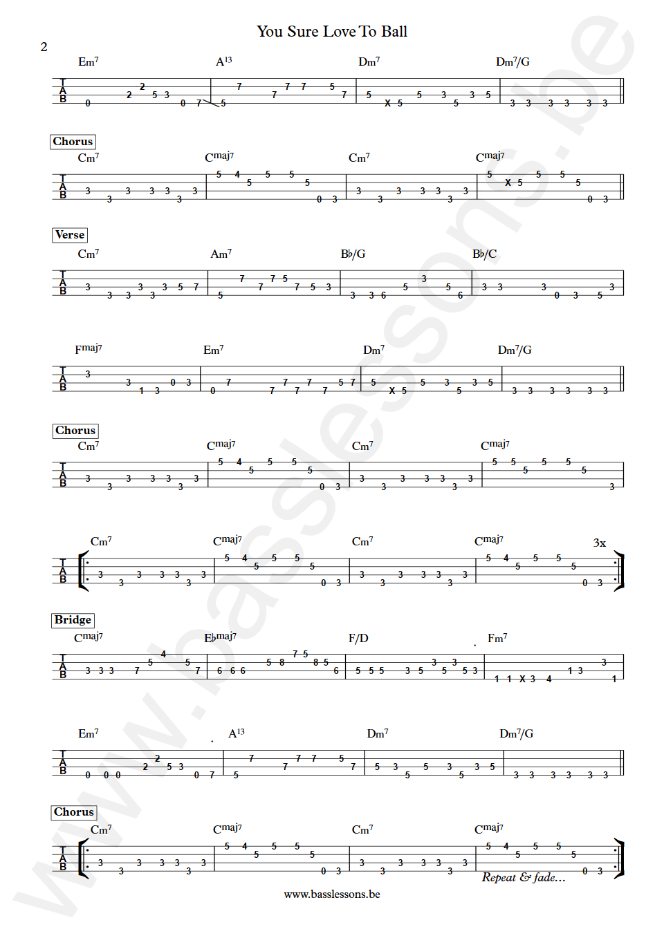 Marvin Gaye You Sure Love To Ball James Jamerson Bass Tab part 2