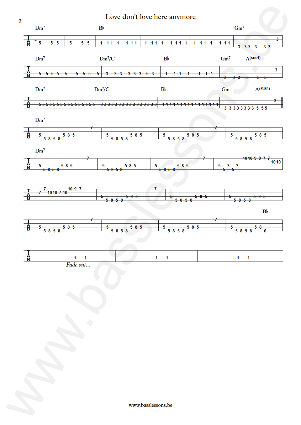 Jimmy Nail Love don't live here anymore Jo Burt Bass Tab part 2