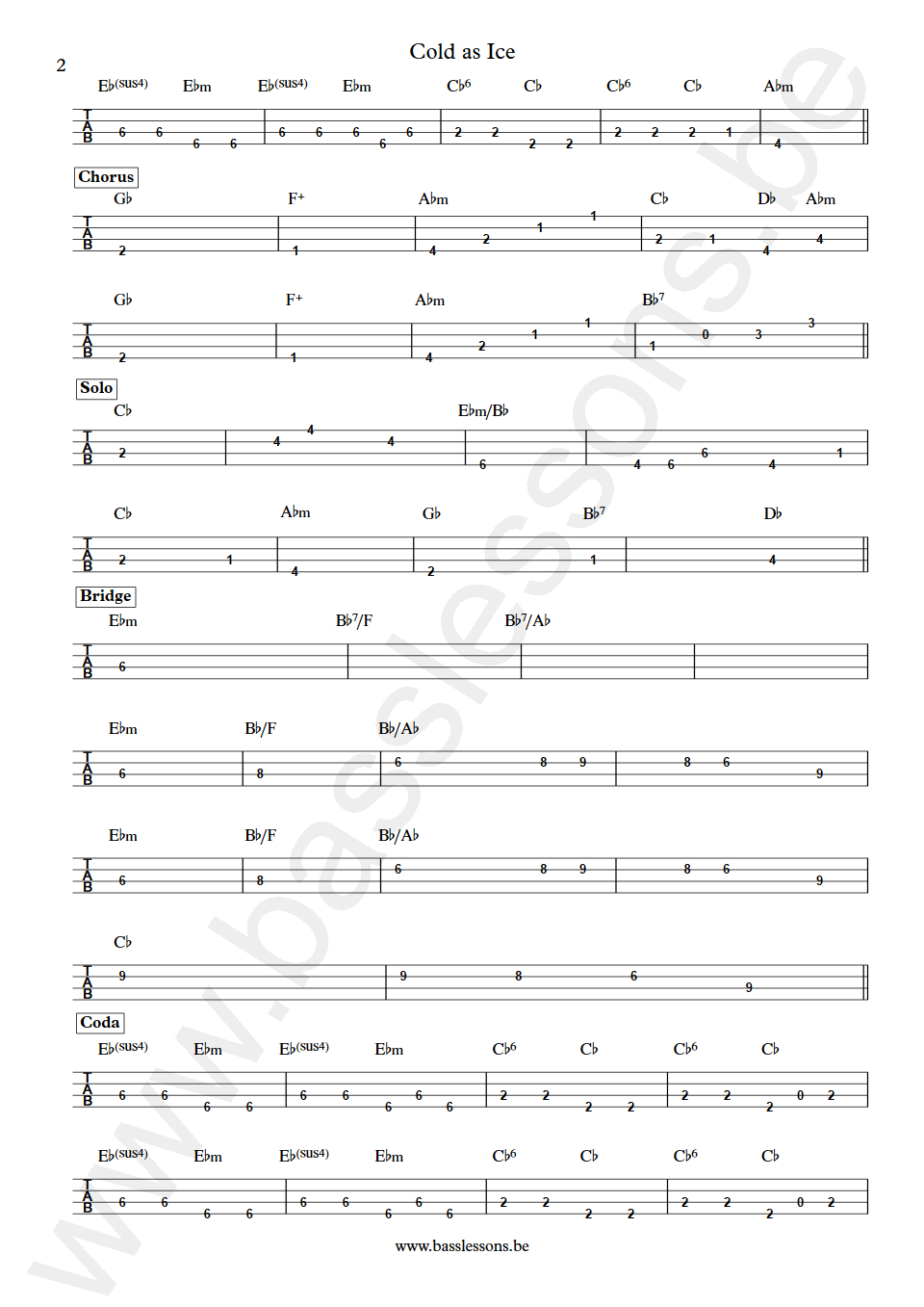 Foreigner Cold as Ice Ed Gagliardi Bass Tab part 2