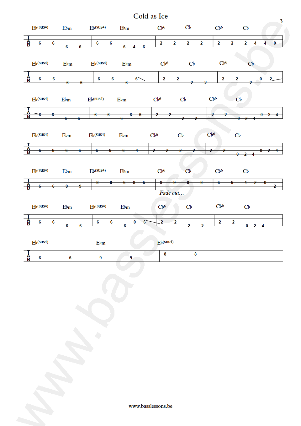 Foreigner Cold as Ice Ed Gagliardi Bass Tab part 3
