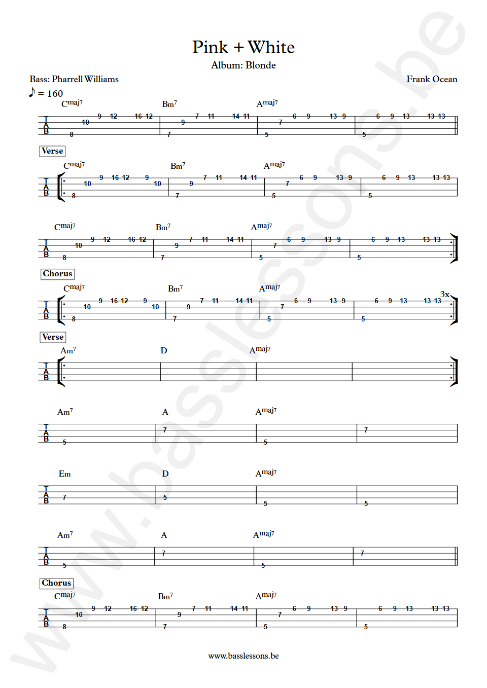 Frank Ocean Pink + White Pharrell Williams Bass Tab