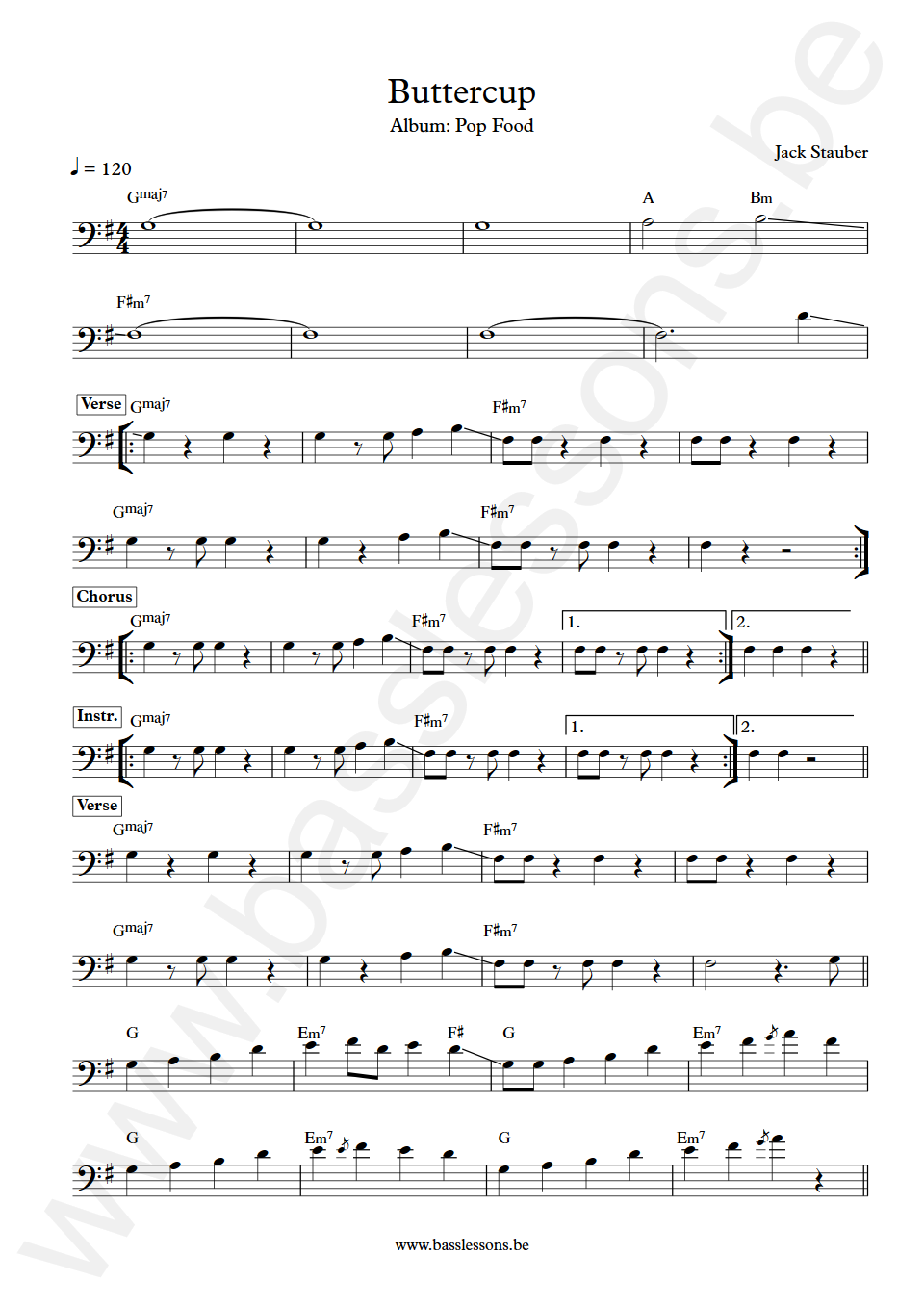 Jack Stauber Buttercup Bass Transcription