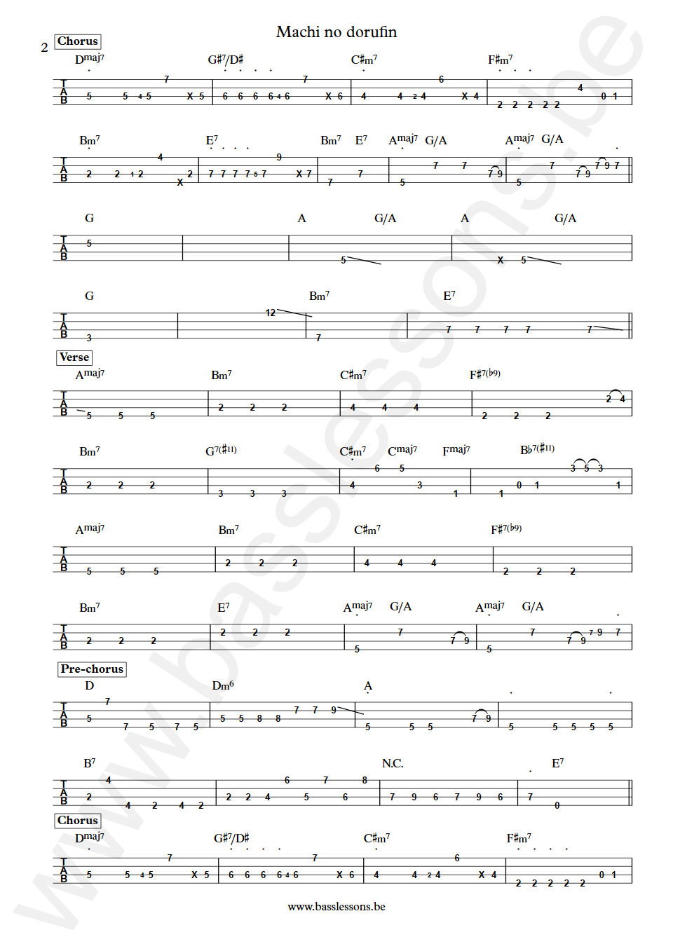 Kingo Hamada Machi no dorufin Shigeru Matsumoto Bass Tab part 2