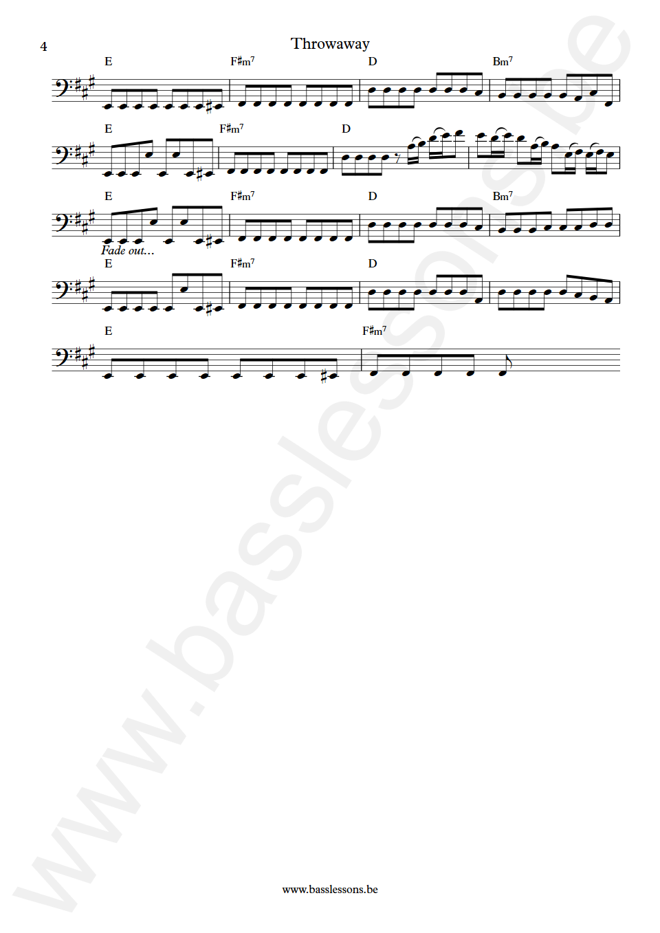 Mick Jagger Throwaway Doug Wimbish Bass Transcription part 4