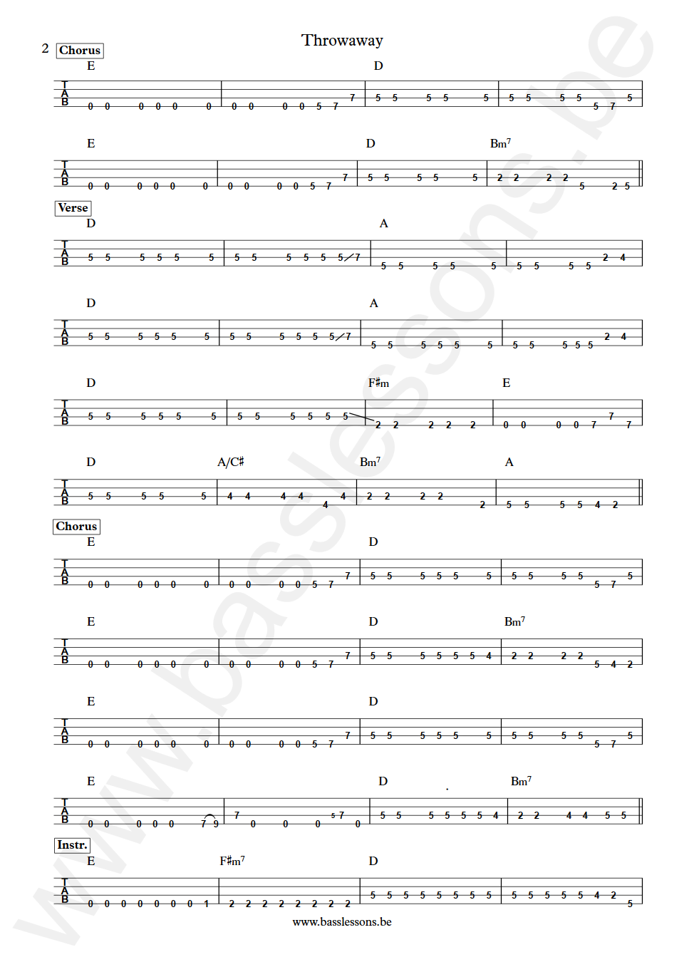 Mick Jagger Throwaway Doug Wimbish Bass Tab part 2