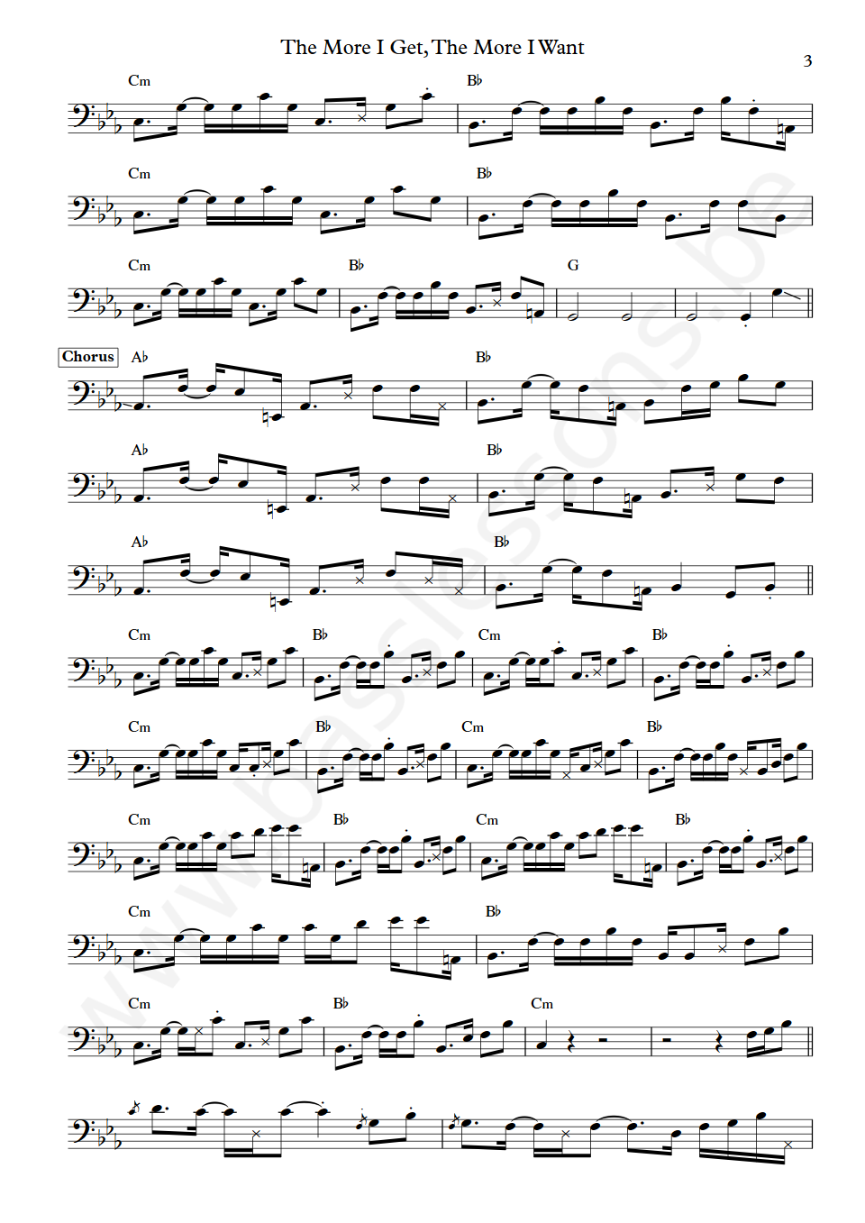 Teddy Pendergrass The More I Get, The More I Want Bass Transcription part 3