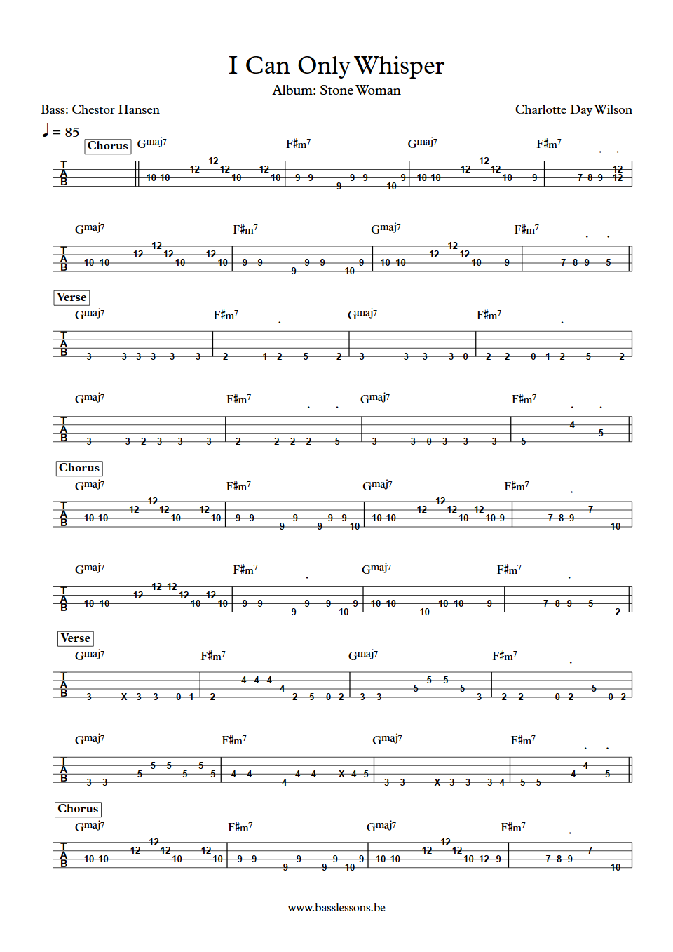Charlotte Day Wilson I Can Only Whisper Chester Hansen Bass Tab