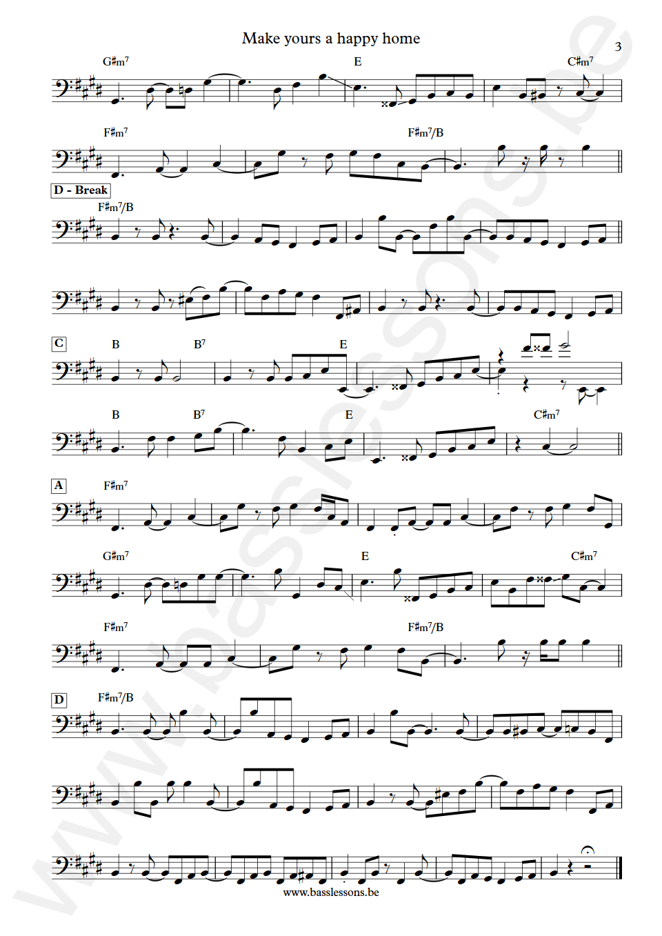 Gladys Knight and The Pips Make yours a happy home Joseph Lucky Scott Bass Transcription part 3