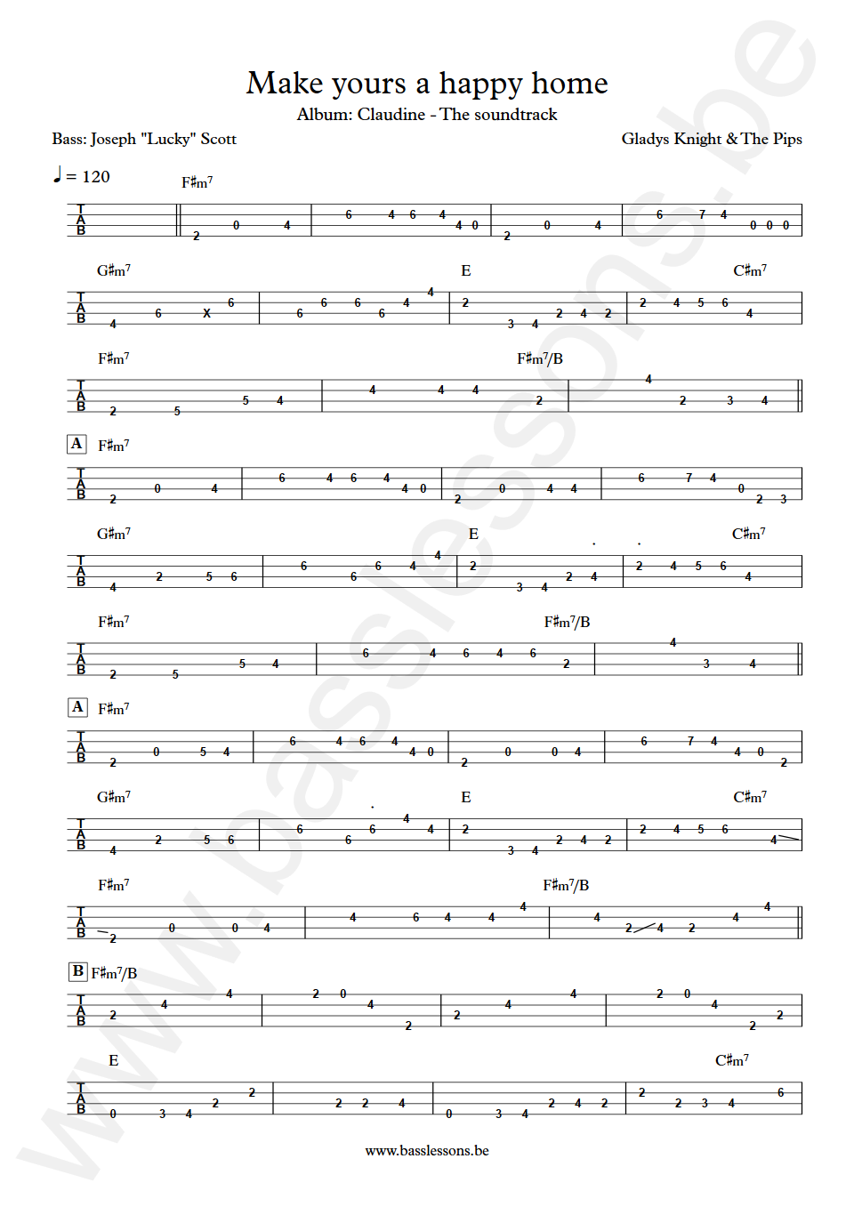 Gladys Knight and The Pips Make yours a happy home Joseph Lucky Scott Bass Tab