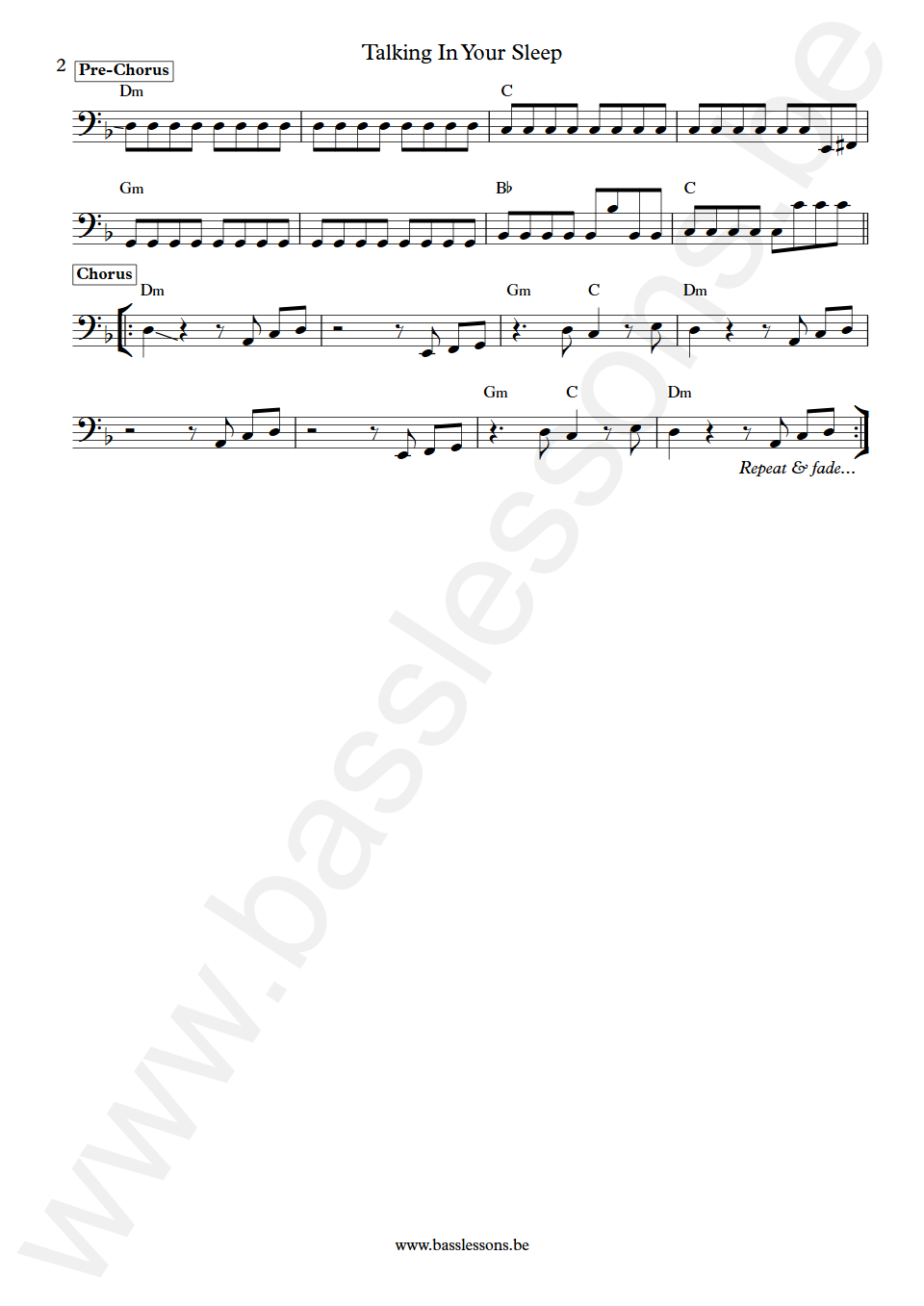 The Romantics Talking In Your Sleep Mike Skill Bass Transcription part 2