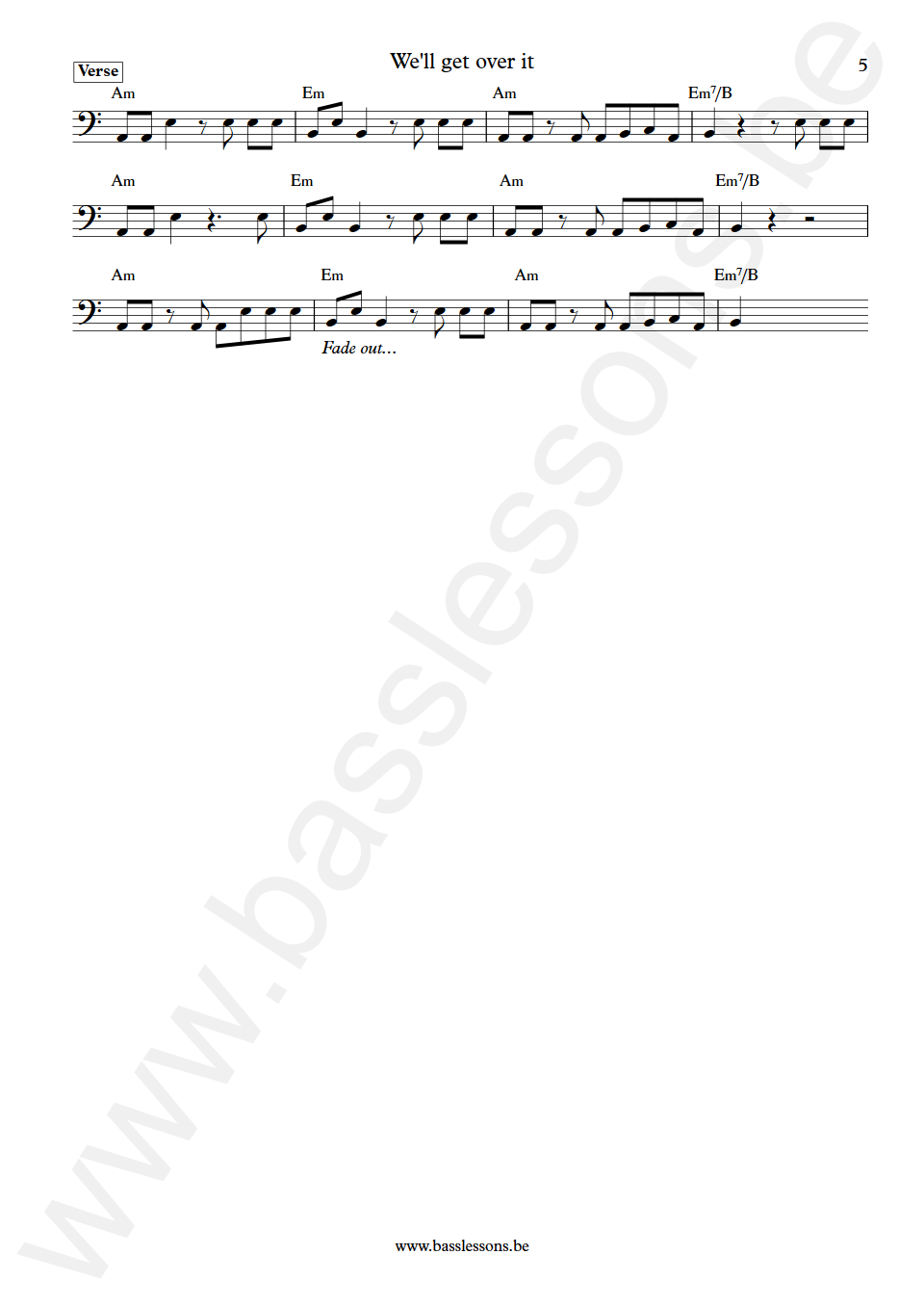 Lloyd Parks We'll get over it Lloyd Parks Bass Transcription part 5