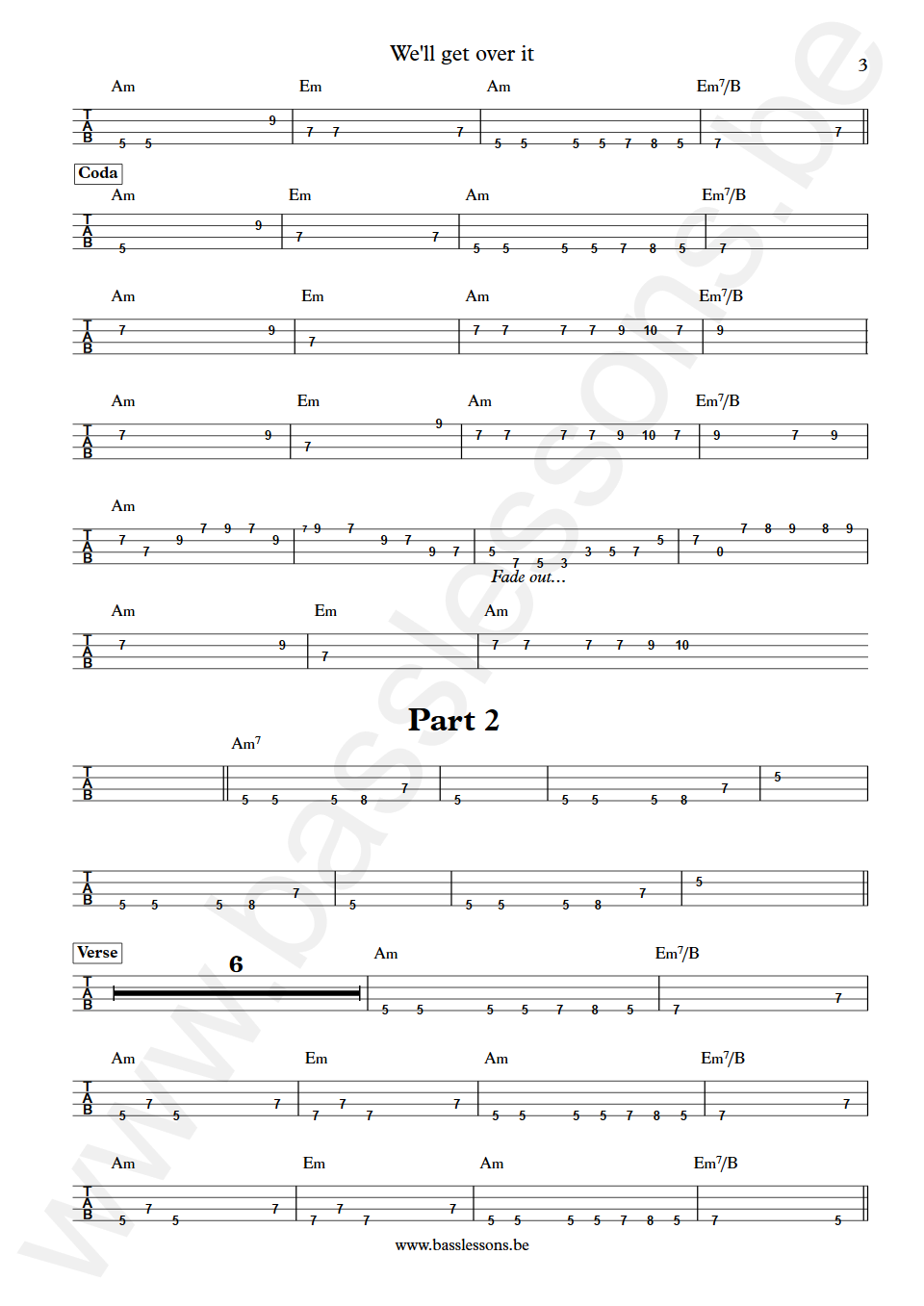 Lloyd Parks We'll get over it Lloyd Parks Bass Tab part 3