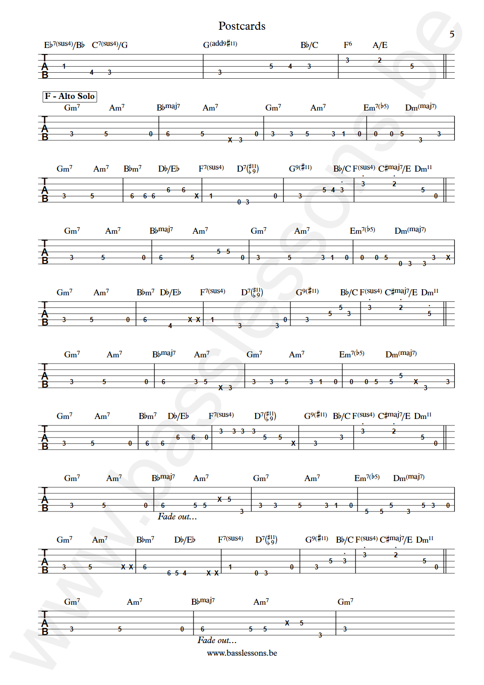 Yellowjackets Postcards Jimmy Haslip Bass Tab part 5