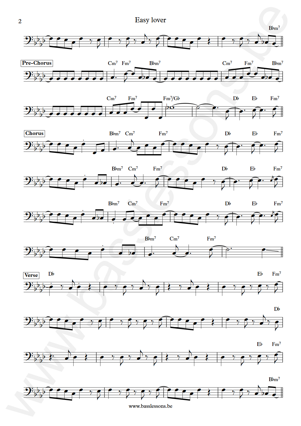 Philip Bailey and; Phil Collins Easy lover Nathan East Bass Transcription part 2