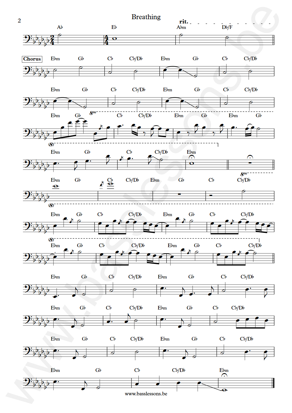 Kate Bush Breathing John Giblin Bass Transcription part 2