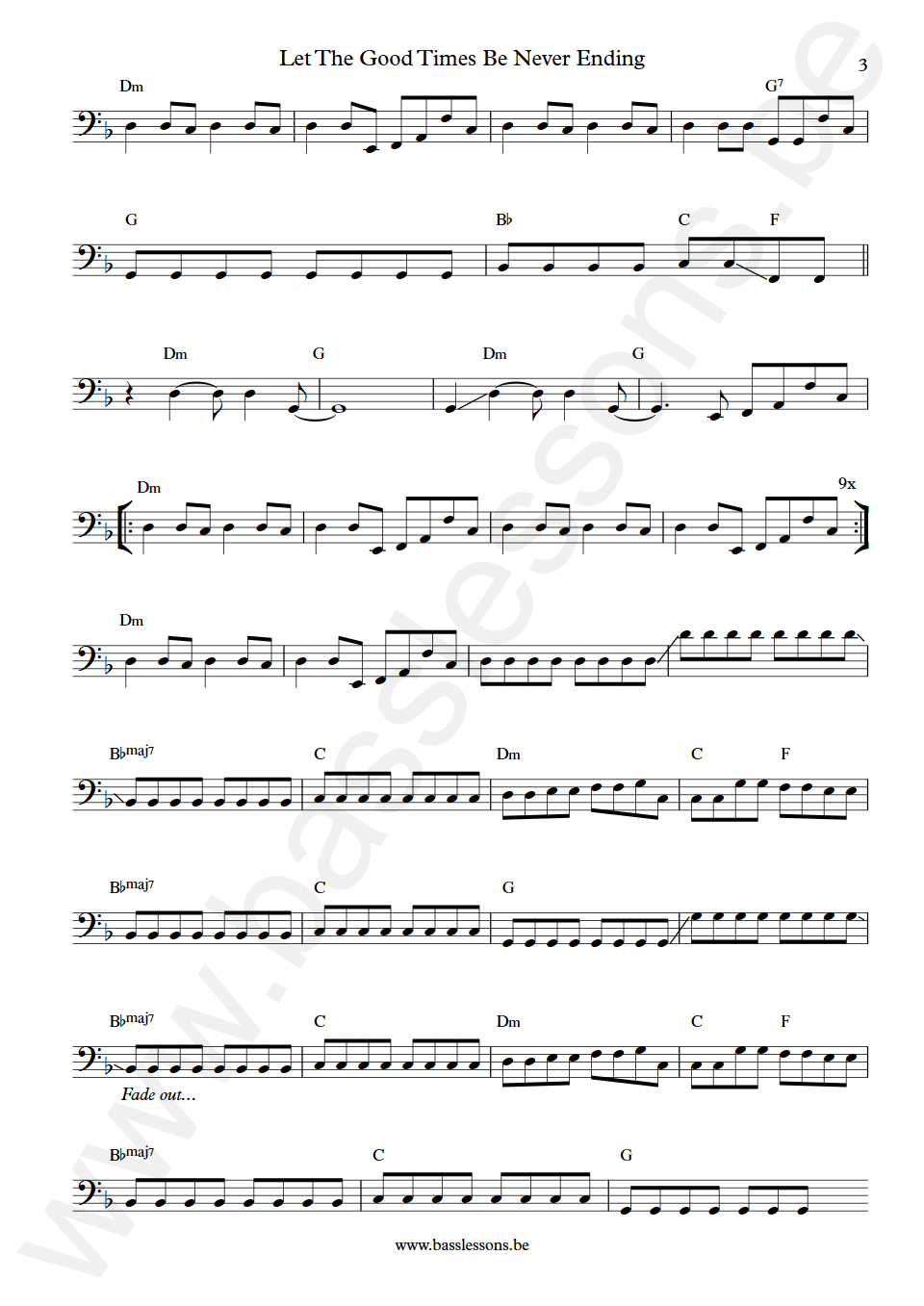 The Charlatans Let The Good Times Be Never Ending Martin Blunt Bass Transcription part 3