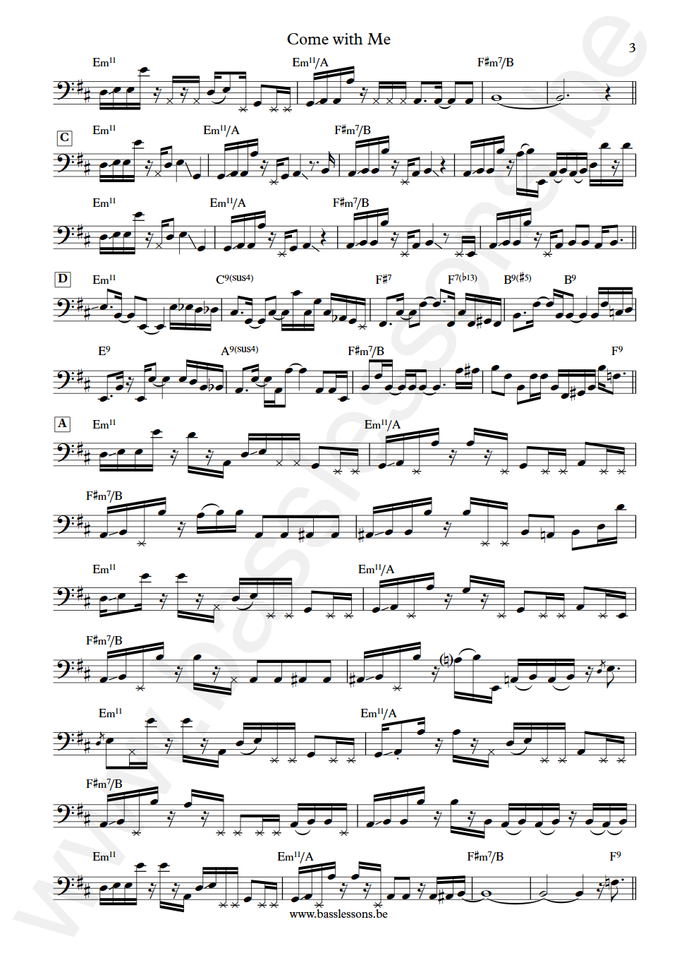 Tania Maria Come with Me Lincoln Goines Bass Transcription part 3