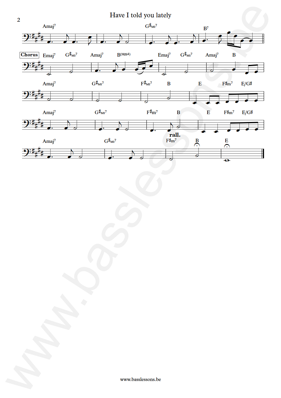 Van Morrison Have I Told You Lately Clive Culbertson Bass Transcription part 2