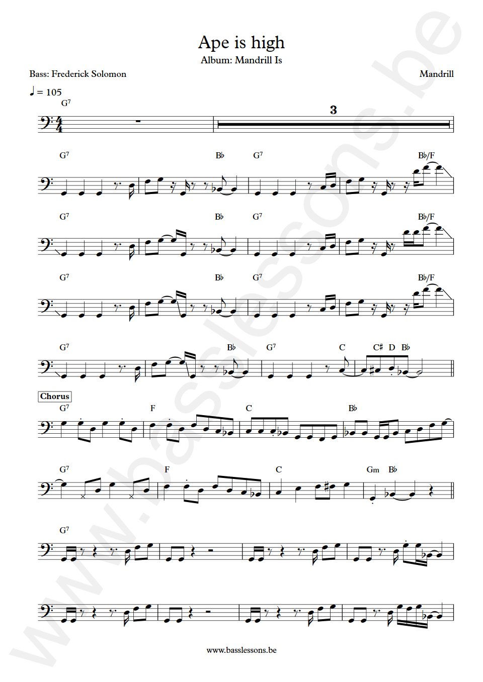 Mandrill Ape is high Frederick Solomon Bass Transcription