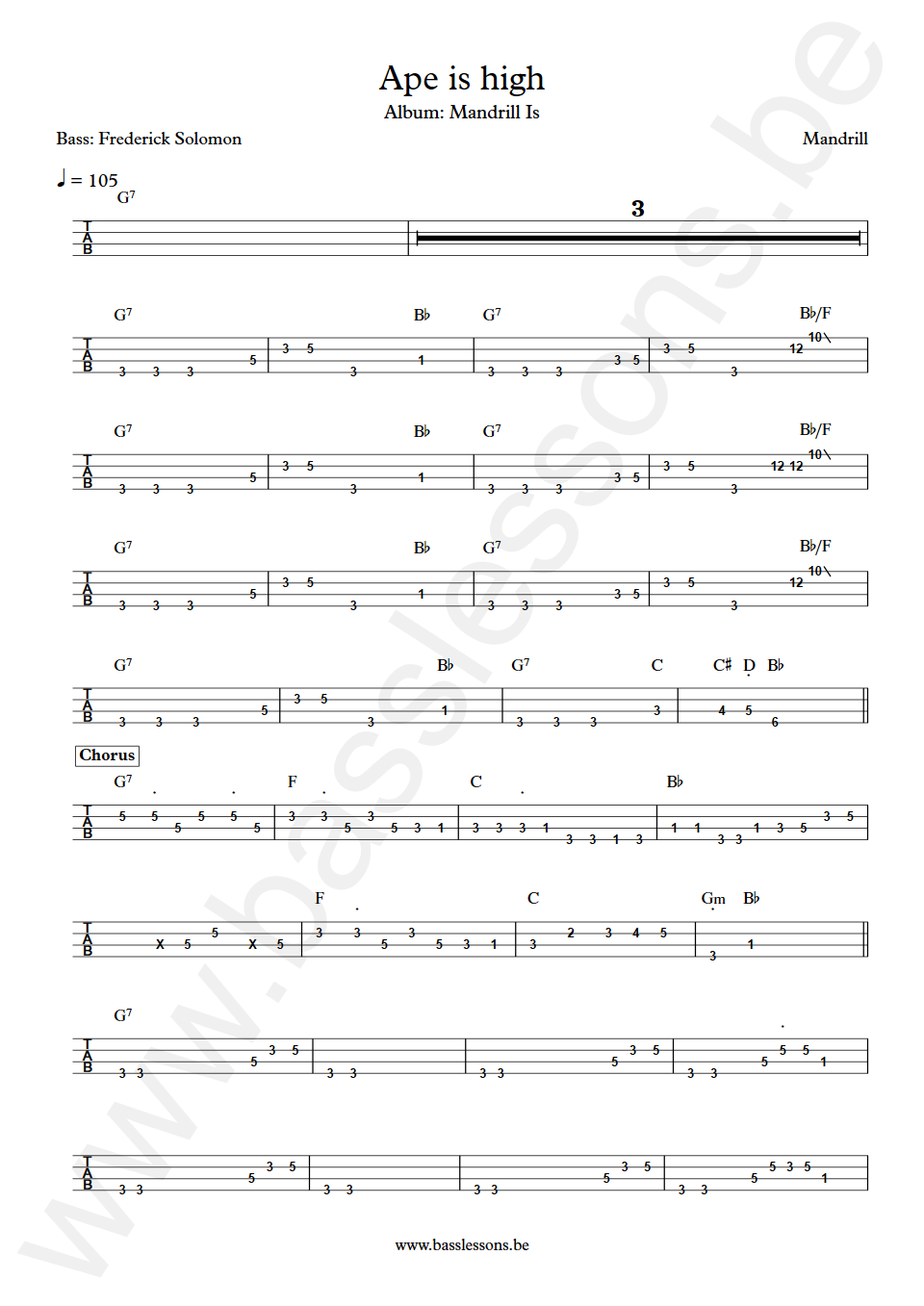 Mandrill Ape is high Frederick Solomon Bass Tab