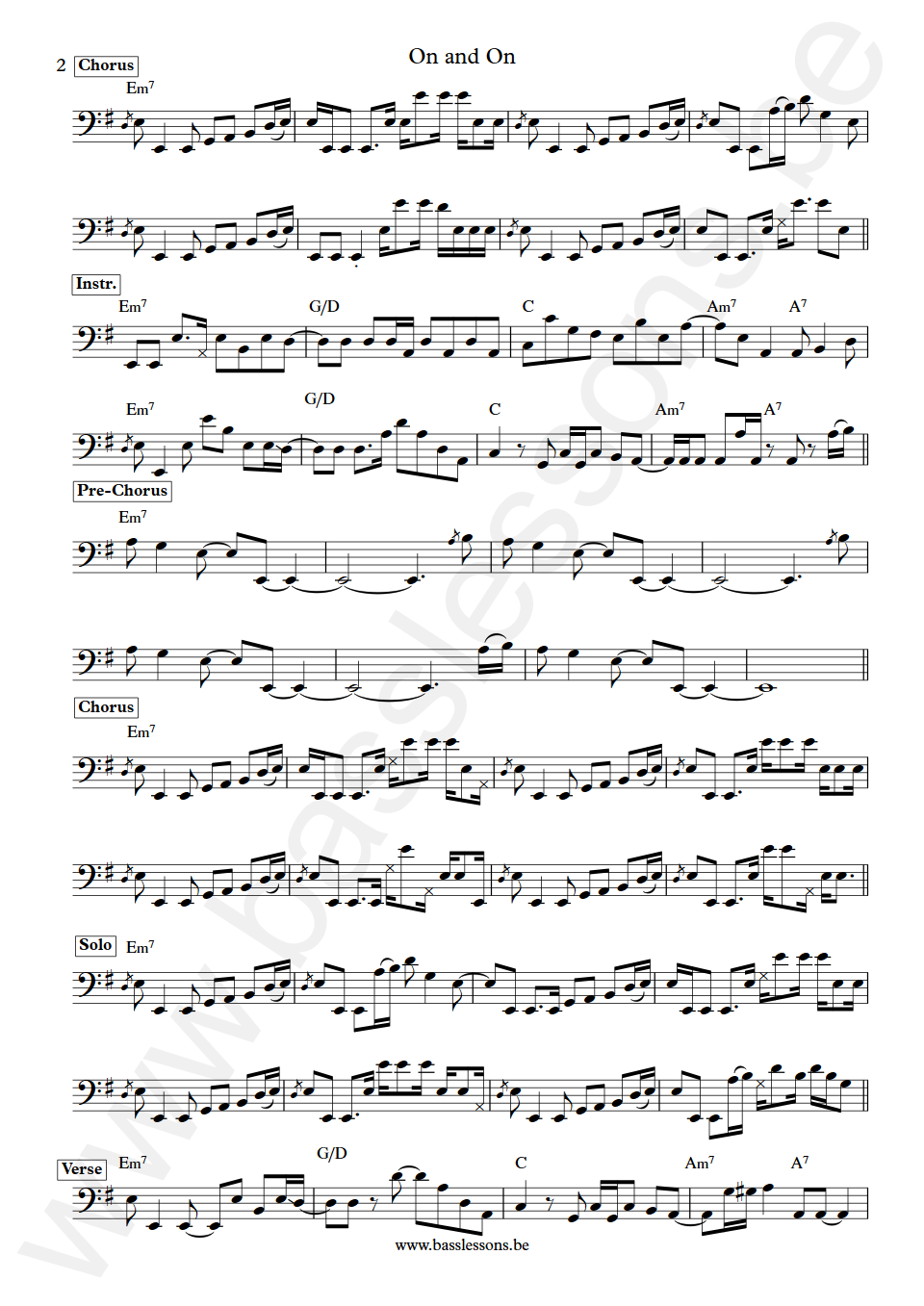 Gladys Knight and The Pips On and on Joseph Lucky Scott Bass Transcription part 2