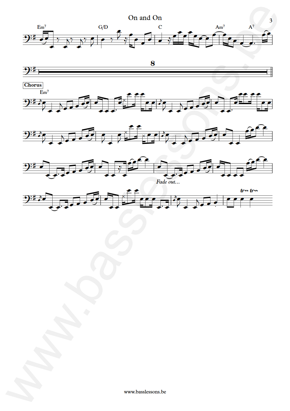 Gladys Knight and The Pips On and on Joseph Lucky Scott Bass Transcription part 3