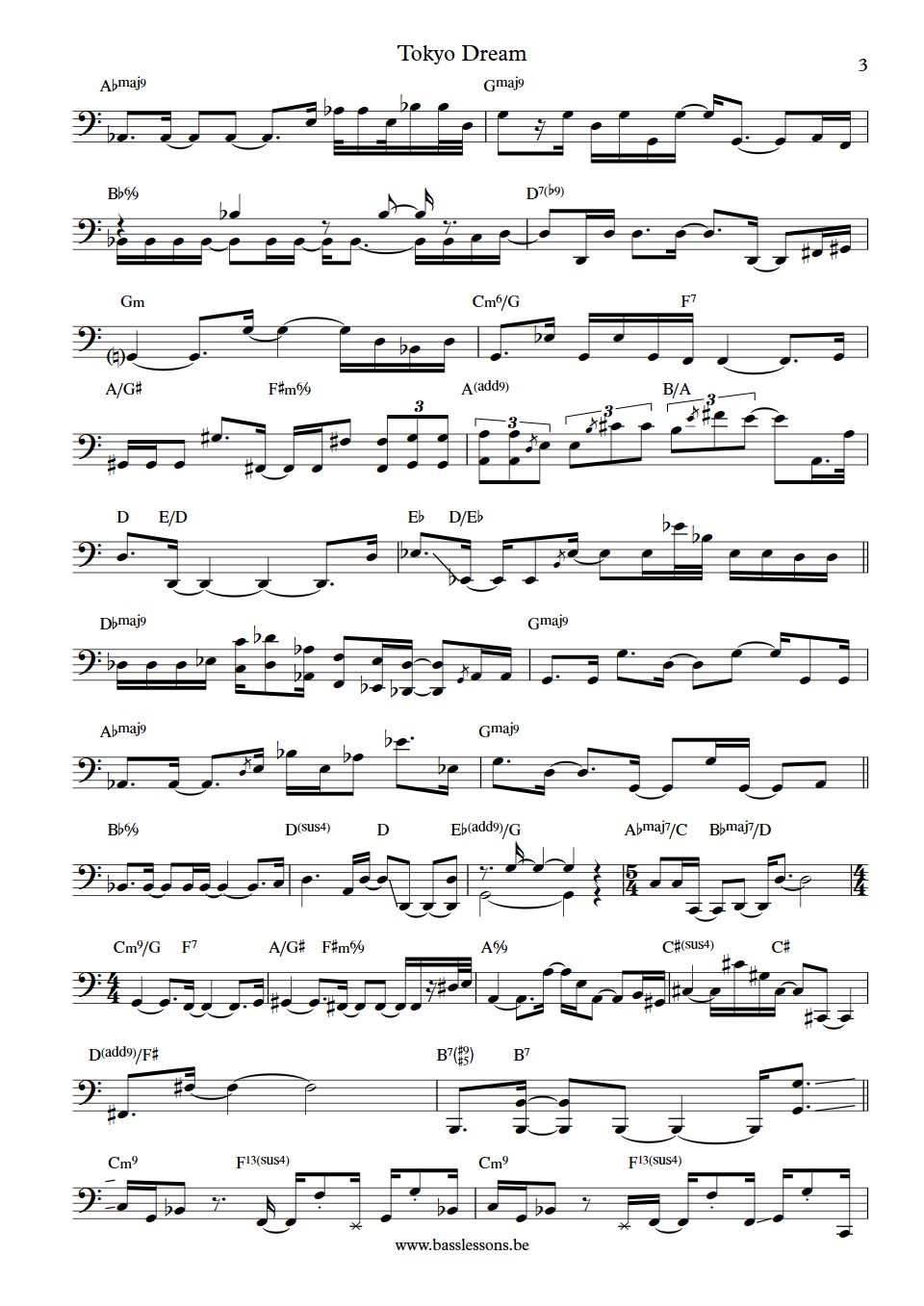 Allan Holdsworth Tokyo Dream Jimmy Johnson Bass Transcription part 3