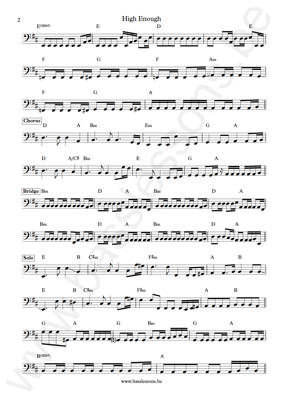 Damn Yankees High Enough Jack Blades Bass Transcription part 2