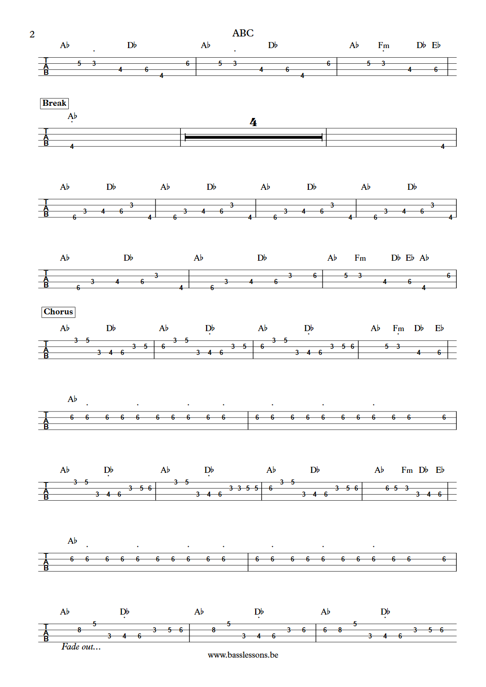 Jackson 5  Wilton Felder ABC bass Tab part 2