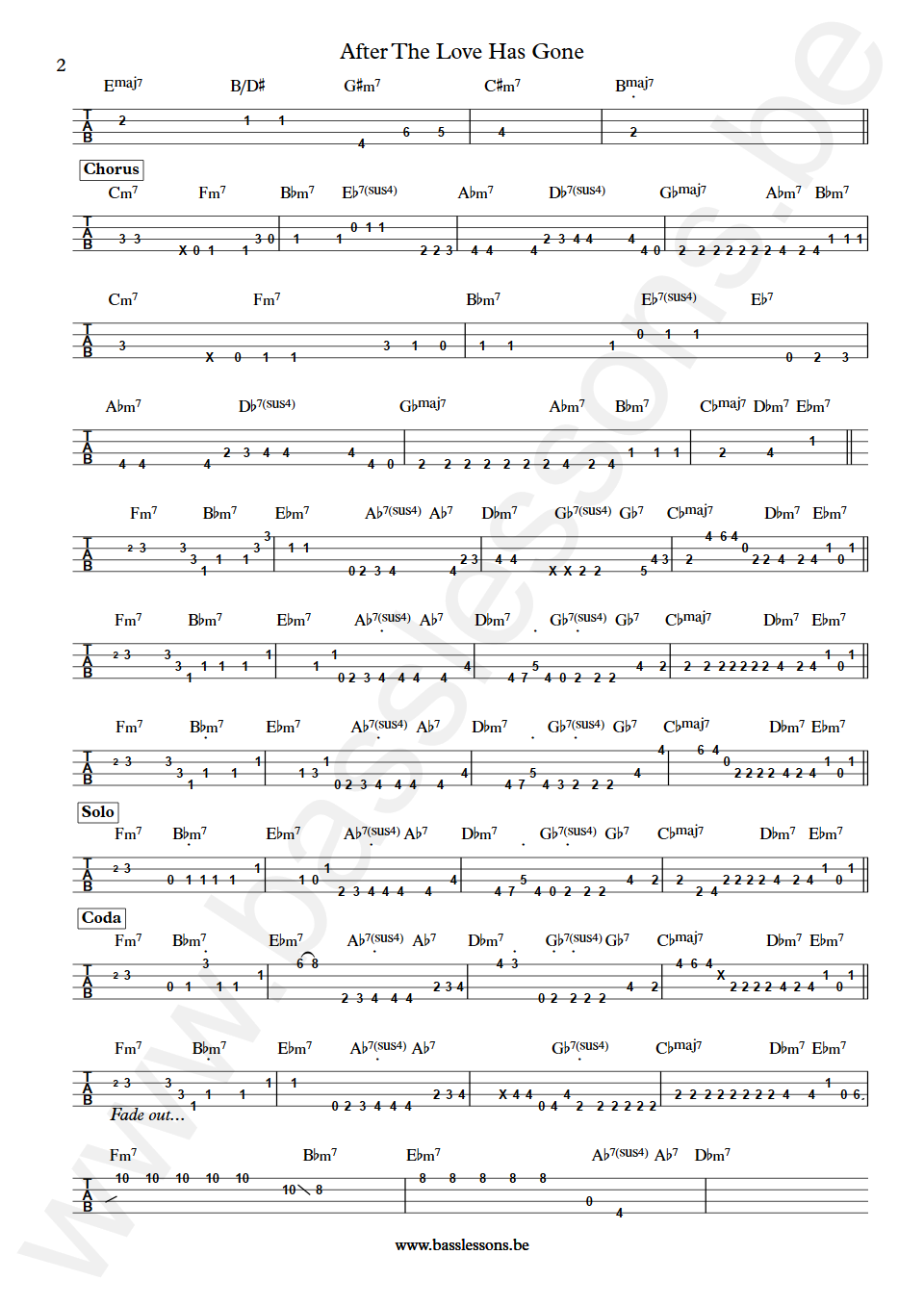Earth, Wind & Fire After The Love Has Gone Verdine White Bass Tab part 2