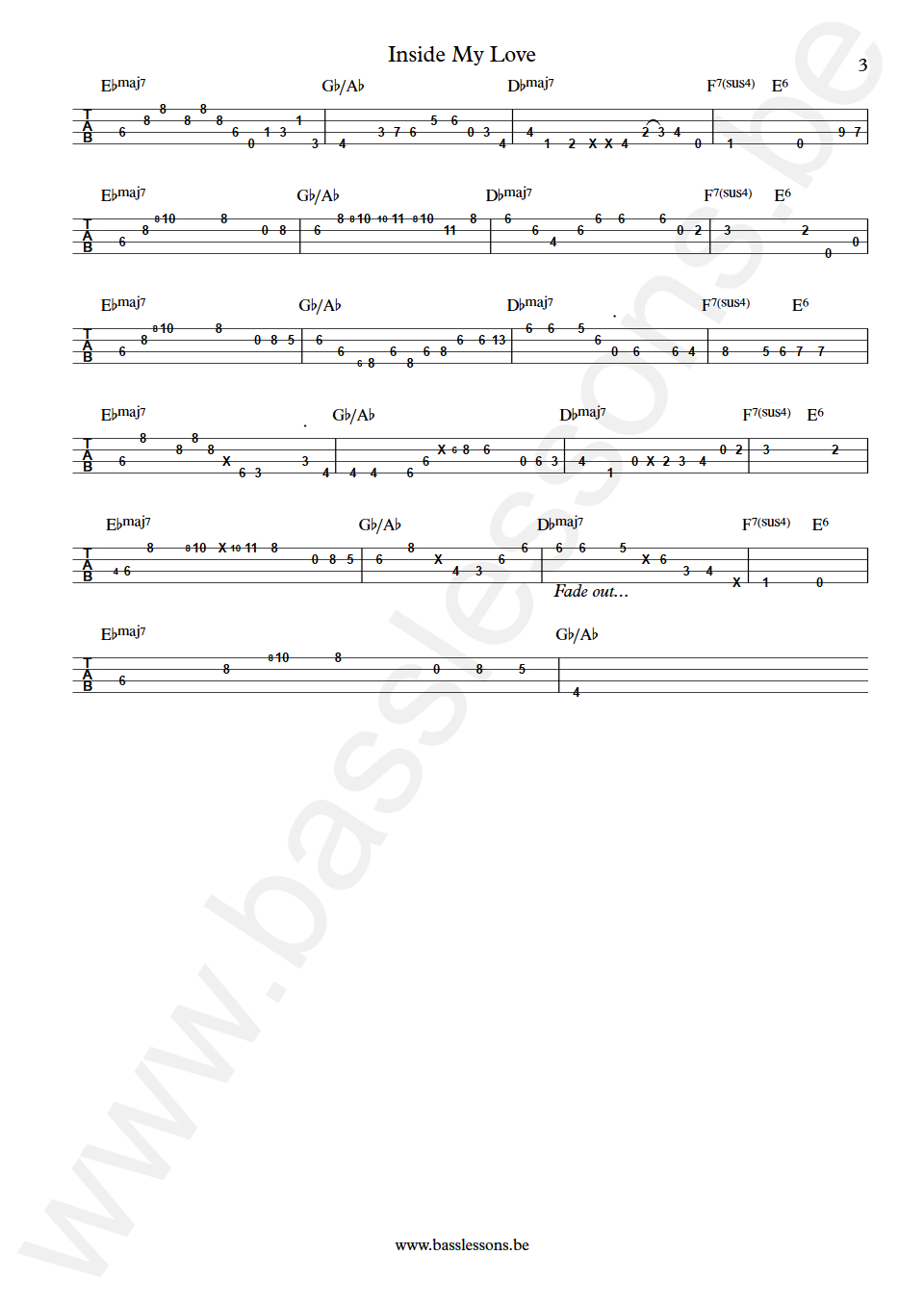 Minnie Riperton Inside My Love Ed Brown Bass Tabs part 3