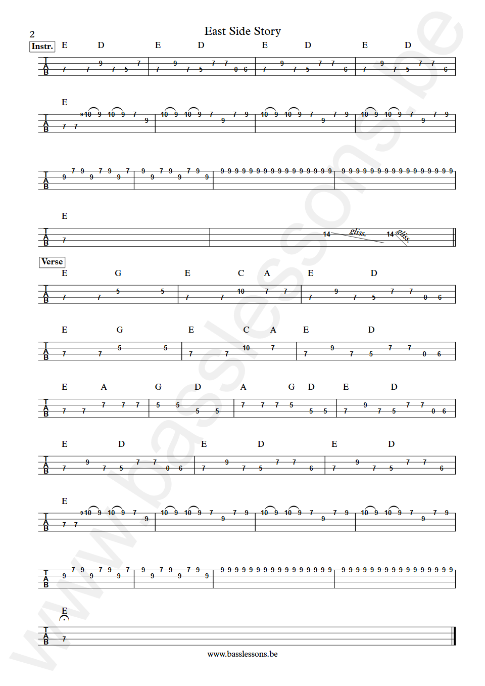 Bob Seger East Side Story Dan Honaker Bass Tab part 2