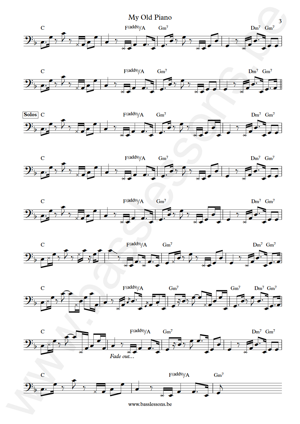 Diana Ross My Old Piano Bernard Edwards Bass Transcription part 3