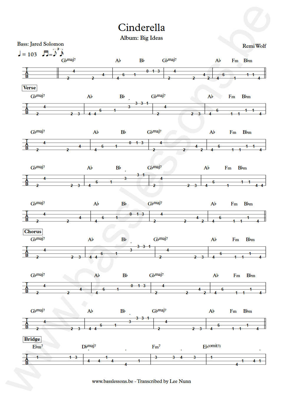 Remi Wolf Cinderella Jared Solomon Bass Tab