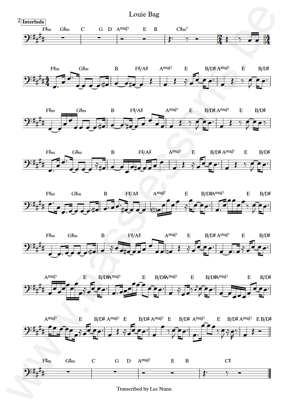 Yebba Louie Bag Pino Palladino Bass Transcription part 2